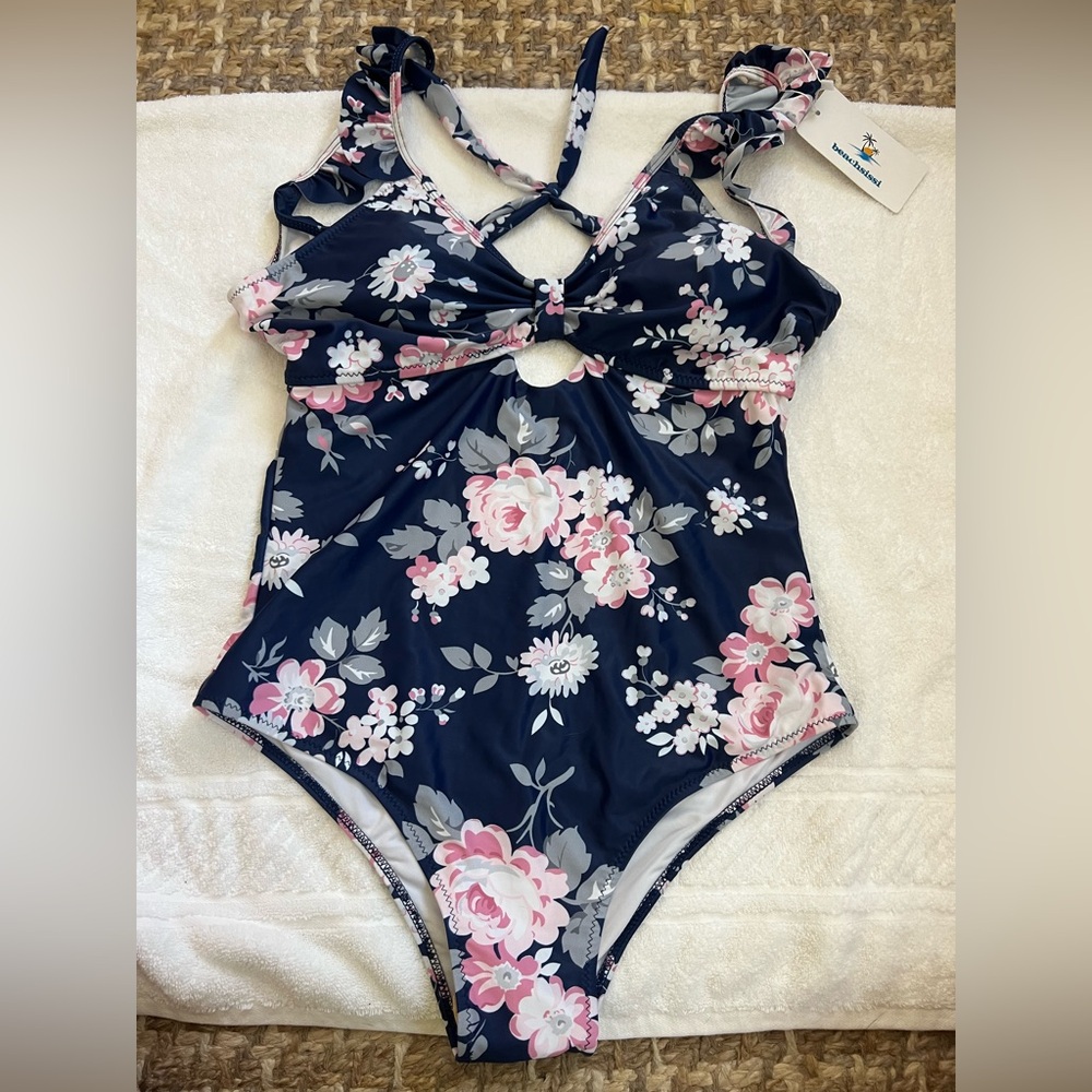 BeachSissi Navy Floral One Piece